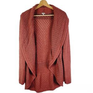 Kismet Dusty Rose Open Front Knit Sweater